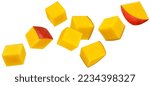 Mango cube slices isolated on...