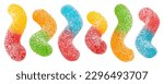 Small photo of Sour gummy worms isolated on white background, full depth of field