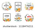 set of happy thanksgiving hand... | Shutterstock .eps vector #1118476211
