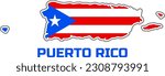 Map of the country of PUERTO RICO  in the colors of the state flag of PUERTO RICO.  With the description of the country name "PUERTO RICO".