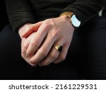 Small photo of Golden and black signet ring