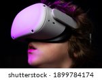 Child With Vr Head Set. A New...