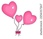 Three Pink Heart Shaped Balloons