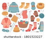 Winter Knit Clothes. Knitting...