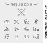 Sports Thin Line Icon Set For...