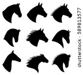 horse head vector silhouettes.... | Shutterstock .eps vector #589813577