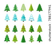 flat christmas winter trees... | Shutterstock . vector #788177941