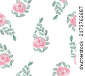 watercolor pink roses pattern.... | Shutterstock .eps vector #2173762687