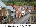 Small photo of The view from up high of Harper's Ferry, West Virginia's main drag.