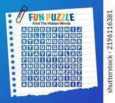 Search word, Puzzle find the hidden words, puzzle cross words Vector illustration, fun games