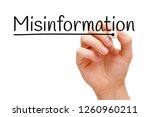 Hand writing the word Misinformation with black marker on transparent wipe board isolated on white.