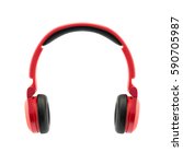 Red Headphone On White...