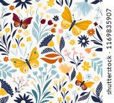 seamless pattern with floral... | Shutterstock .eps vector #1169835907