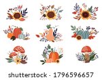 autumn floral arrangements set... | Shutterstock .eps vector #1796596657