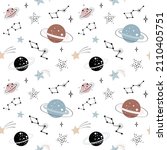 space seamless pattern for kids ... | Shutterstock .eps vector #2110405751