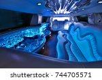 limousine interior with colorful lights without people