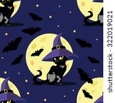 seamless pattern with cat  moon ... | Shutterstock .eps vector #322019021