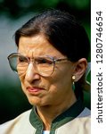 Small photo of Washington, DC. USA, August 3, 1993 Newly confirmed by the Senate Judiciary committee Ruth Bader Ginsburg Associate Justice of the Supreme Court speaks to the news media in the White House Rose Garden