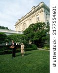 Small photo of WASHINGTON DC, USA - AUGUST 3, 1993 President William Clinton introduces Judge Ruth Bader Ginsburg to the media during a ceremony in the Rose Garden of the White House