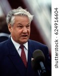 Small photo of Russian President Boris Yeltsin delivers remarks in the Rose Garden after meeting with President George HW Bush in Washington DC., June 20, 1991.