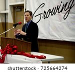 Small photo of Emporia, Kansas, USA, 8th April, 2015 Kansas Gavernor Sam Brownback presides over the ribbon cutting ceremony today at the Hostess Twinkie plant in Empoira.