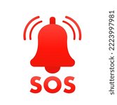 Red call for sos Emergency notification. Vector illustration