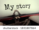 my story on old typewriter... | Shutterstock . vector #1831807864
