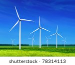 Green Meadow With Wind Turbines ...