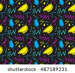 seamless hand drawn pattern in... | Shutterstock .eps vector #487189231