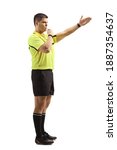 Football referee using a...