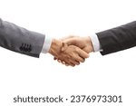 Small photo of Businessmen shaking hands isolated on white background