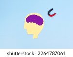 Small photo of Human brain subconscious mind send the vibration, Like attracts like. Thoughts Can Influence Outcomes in Life. Law of Attraction, positive thoughts bring positive outcomes. Thoughts become thing.