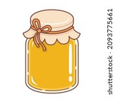 glass honey jar with paper lid. ... | Shutterstock .eps vector #2093775661