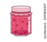 glass hexagonal jar with cherry ... | Shutterstock .eps vector #2093834347