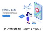 time to travel concept. woman... | Shutterstock .eps vector #2094174037