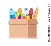 box with food. donate concept.... | Shutterstock .eps vector #2167312787
