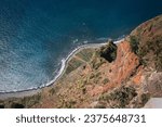 580 meters high viewpoint from above looking down in Cape Girão, Madeira island, Portugal