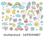 vector hand drawn kids doodle... | Shutterstock .eps vector #1695044887