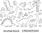 cute dinosaur outlines in... | Shutterstock .eps vector #1983405344