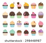 Set Of Cute Vector Cupcakes And ...
