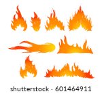 set of hand drawn fire and... | Shutterstock .eps vector #601464911