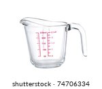Glass mesuring cup closeup on pure white background