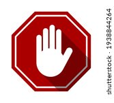 Red Stop Hand Block Octagon...