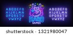 hard game neon sign  bright... | Shutterstock .eps vector #1321980047