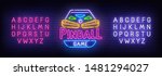 pinball neon sign  bright... | Shutterstock .eps vector #1481294027