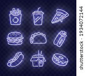 fast food neon icons. food... | Shutterstock .eps vector #1934072144