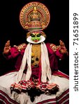 Small photo of FORT COCHIN - FEBRUARY 16: Kathakali performer in the virtuous pachcha (green) role in Cochin on February 16, 2010 in South India. Kathakali is the ancient classical dance form of Kerala.