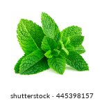 Mint Leaves Isolated On White...