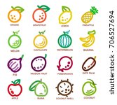 fruit thin line icon set vector ... | Shutterstock .eps vector #706527694