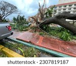 Small photo of Tamuning, Guam - May 24, 2023: Destruction caused by super typhoon Mawar, which made landfall on May 24, 2023 as a Category 45 storm.